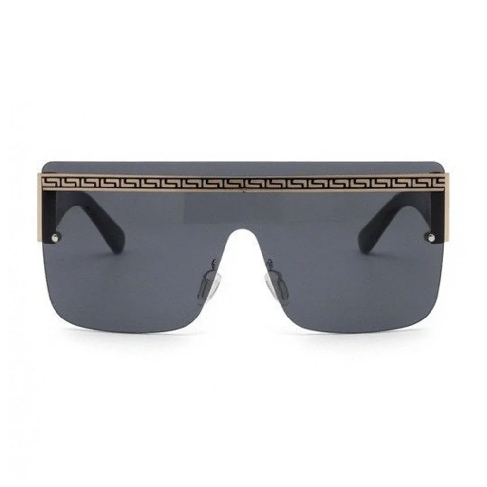 Men Sunglasses Festival, Cyber, Steampunk Retro Designer Look Gold Trim, Rimless